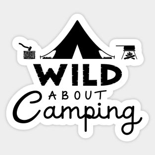 Wild About Camping Black Illustrative Design Sticker